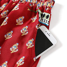 Load image into Gallery viewer, Love Welove Fashion Women's Summer Wide Leg Elastic High Waist Printed Boho Hippie Palazzo Pants Plus Size (S, Burgundy National Floral)