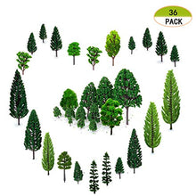 Load image into Gallery viewer, MOMOONNON 36 Pieces Model Trees 1.36-6 inch Mixed Model Tree Train Scenery Architecture Trees Fake Trees for DIY Crafts, Building Model, Scenery Landscape Natural Green