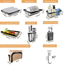 Load image into Gallery viewer, Dish Drying Rack Over The Sink -Adjustable Large Dish Rack Drainer for Kitchen Organization Storage Space Saver Shelf Holder with 7 Utility Hooks Dish Rack Over Sink (32≤ Sink Size ≤ 39.5 inch)
