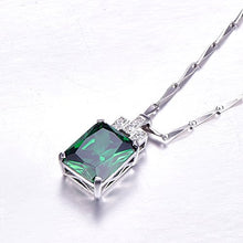 Load image into Gallery viewer, BONLAVIE Women's 6.95ct Created Green Emerald Pendant Necklace 925 Sterling Silver, 18" (Green)