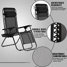 Load image into Gallery viewer, Zero Gravity Chairs Outdoor Lounge Chair Adjustable Recliner Pack 2 with Cup Holder & Pillows for Sunbathing on Outdoor, Patio Beach Pool, Backyard, 32.3 x 26 x 44 Inches, Black