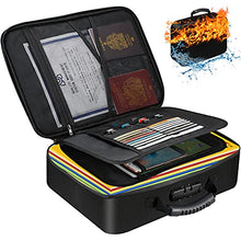 Load image into Gallery viewer, Fireproof Document Bag, Water-Resistant File Bag with Lock for Important Documents Organizer, Portable Storage Safe Bag for Travel Home Office and Files Certificates, Gift for Women and Men (Black)