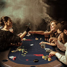 Load image into Gallery viewer, PEXMOR Foldable 10 Player Poker Table, Folding Blackjack Casino Card Game Table with Stainless Steel Cup Holders & Padded Rails, Portable Texas Holdem Poker Table