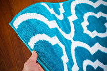 Load image into Gallery viewer, 3028 Turquoise Moroccan Trellis 5'2x7'2 Area Rug Carpet Large New