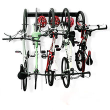 Load image into Gallery viewer, Bike Rack Garage Storage 5 Bicycles Hooks Wall Mount Bike Hanger Indoor Space Saving (8 Hooks and 3 Rails)