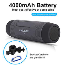 Load image into Gallery viewer, Outdoor Bluetooth Speakers Portable Bicycle Speaker Zealot S1 4000mAh Power Bank Splashproof Speakers with Microphone Full Outdoor Accessories (Bike Mount, Carabiner.)(Gray)