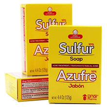 Load image into Gallery viewer, Biosulfur Grisi Sulfur Soap, Acne Treatment, Cleaner Bar Soap, Helps you Reduce Oil Excess and Acne Pimples, Keeps Pores Cleaner, Sulfur 10%, 3-Pack of 4.4 Oz, Bar Soaps, yellow