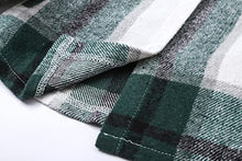 Load image into Gallery viewer, SANGTREE Girl's Plaid Jacket Shackets Flannel Button Down Long Sleeve Classic Print Shirt Coat Tops, Yf8 Plaid Jacket -Green White, 2-3T = Tag 100
