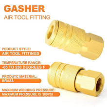 Load image into Gallery viewer, GASHER 1/4-Inch Brass Industrial Coupler,1/4 Inch NPT Threads Size, Quick Connect Air Coupler & Air Plug