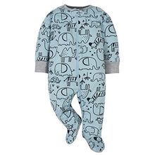 Load image into Gallery viewer, Gerber Baby Boys' 4 Pack Sleep 'N Play Footie, Jungle Blue, Newborn