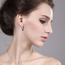 Load image into Gallery viewer, Gem Stone King Sterling Silver London Blue Topaz and White Sapphire Leverback 3/4 Inch Earrings 1.18 cttw Gemstone Birthstone