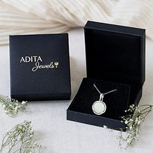 Load image into Gallery viewer, 925 Sterling Silver White Opal Necklace, Dainty 12mm Round Gemstone Pendant, October Birthstone Bridal Wedding Jewelry, Handmade Vintage Statement Jewel for Classy Brides and Women