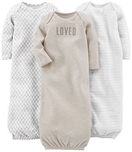Load image into Gallery viewer, Simple Joys by Carter's Baby 3-Pack Neutral Cotton Sleeper Gown, Grey/White, Newborn