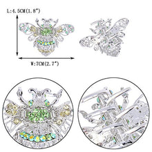 Load image into Gallery viewer, EVER FAITH Silver-Tone Austrian Crystal Honey Bee Insect Hair Claw Clip Green
