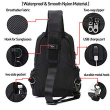Load image into Gallery viewer, Small Black Sling Crossbody Backpack Shoulder Bag for Men Women, Lightweight One Strap Backpack Sling Bag Backpack for Hiking Walking Biking Travel Cycling USB Charger Port-Nylon
