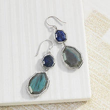 Load image into Gallery viewer, Silpada 'Lapis of Luxury' Natural Lapis & Labradorite Drop Earrings in Sterling Silver