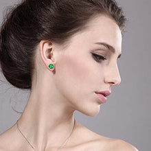 Load image into Gallery viewer, Gem Stone King 14K White Gold Green Nano Emerald Stud Earrings For Women (1.54 Cttw Round 6MM)