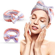 Load image into Gallery viewer, Cubaco Spa Headband Hair Wrap Spa Facial Headbands for Women 10 Pack Bow Hair Band Bow Spa Headbands for Washing Face Soft Carol Fleece Bowknot Makeup Shower Headbands Head Wraps Shower Spa Mask