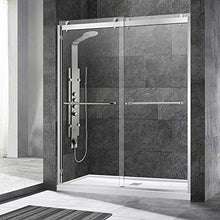 Load image into Gallery viewer, WOODBRIDGE SDD6076-B Frameless Shower Doors 56-60" Width x 76" Height with 3/8"(10mm) Clear Tempered Glass, 2 Ways Opening & Double Sliding Nickel Finish, Brushed Nickle