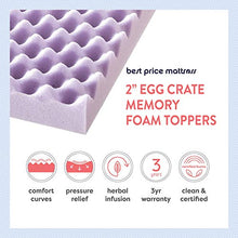 Load image into Gallery viewer, Best Price Mattress 2 Inch Egg Crate Memory Foam Mattress Topper with Soothing Lavender Infusion, CertiPUR-US Certified, Twin XL