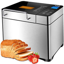 Load image into Gallery viewer, KBS Large 17-in-1 Bread Machine, 2LB All Stainless Steel Bread Maker with Auto Fruit Nut Dispenser, Nonstick Ceramic Pan, Full Touch Panel Tempered Glass, Reserve& Keep Warm Set, Oven Mitt and Recipes