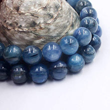 Load image into Gallery viewer, SR BGSJ Jewelry Making Craft Natural 10-11mm AA Grade Round Blue Kyanite Beads Gemstone Spacer Seed Beads Strand 15"