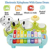 Load image into Gallery viewer, fisca 3 in 1 Musical Instruments Toys, Electronic Piano Keyboard Xylophone Drum Set - Learning Toys with Lights for Baby & Toddler 1 2 3 Year Old Boys and Girls