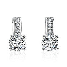 Load image into Gallery viewer, Platinum Gold Hoop Earrings Jewelry Birthday Gifts Presents Gemstone for Women Anniversary Zirconia Crystal