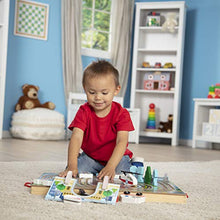 Load image into Gallery viewer, Melissa & Doug 18-Piece Wooden Take-Along Tabletop Town, 4 Rescue Vehicles, Play Pieces, Bridge