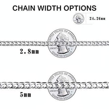 Load image into Gallery viewer, Women Mens Necklace Cuban Link Chain 5mm, Solid 925 Sterling Silver Cuban Link Curb Chain Necklace Boys Hip Hop Hiphop Rock Jewellery, 20 Inches