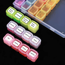 Load image into Gallery viewer, SGHUO 168 Slots 6 Pack 28 Grids Diamond Painting Boxes Diamond Embroidery Storage Cases Accessories Tool Boxes with 400pcs Label Stickers for DIY Art Craft, Beads, Seeds, Multicolour