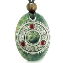 Load image into Gallery viewer, BestAmulets Amulet Celtic Triquetra Protection Knot Moss Agate Good Luck Pendant Necklace
