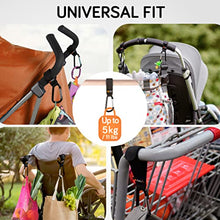 Load image into Gallery viewer, Stroller Hooks for Hanging Bags and Shopping - MadeForMums & Lovedbyparents Award-Winning Stroller Clips - Universal Stroller Clips for Bags - Black, 2 Pack by Baby Uma