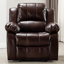 Load image into Gallery viewer, Bonzy Home Air Leather Recliner Chair Overstuffed Heavy Duty Recliner - Faux Leather Home Theater Seating - Manual Bedroom & Living Room Chair Reclining Sofa (Red Brown)