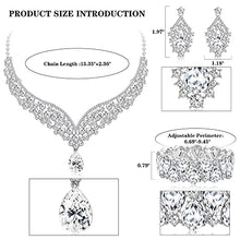 Load image into Gallery viewer, IRONBOX Crystal Wedding Bridal Jewelry Set for Women Prom Sliver Rhinestone Teardrop Necklace Earrings Bracelet Wedding Bridesmaid Gifts Fit with Wedding Dress