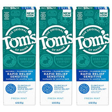 Load image into Gallery viewer, Tom's of Maine Fluoride-Free Rapid Relief Sensitive Toothpaste, Fresh Mint, 4 oz. 3-Pack (Packaging May Vary)