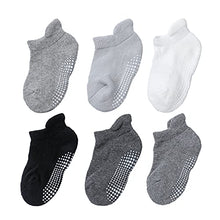 Load image into Gallery viewer, Baby Non Slip Grip Ankle Socks - Grip Crew Socks with Non Slip/Anti Skid Soles, 6 Pairs of Cotton Socks for Infants Toddlers(1-3 years)