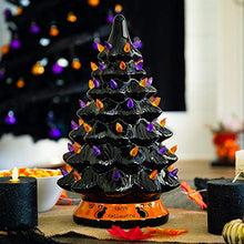 Load image into Gallery viewer, Best Choice Products Pre-Lit 15in Ceramic Tabletop Halloween Tree Holiday Decoration w/Orange & Purple Bulb Lights