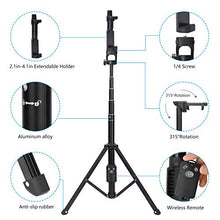 Load image into Gallery viewer, Selfie Stick Tripod,54" Extendable Tripod Stand with Cell Phone Mount Holder & Rechargeable Wireless Remote,Lightweight, Compatible with iPhone & Android Phone,Camera,Gopro