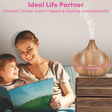 Load image into Gallery viewer, Ultimate Aromatherapy Diffuser 550ml & Essential Oil Set - Ultrasonic Diffuser & Top 10 Essential Oils - with 4 Timer & 15 Ambient Light Settings - Bedroom Vaporizer Cool Mist Humidifier
