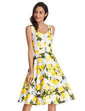 Load image into Gallery viewer, Belle Poque 1950s Retro Party Yellow Lemon Print Homecoming Dress L BP416-3