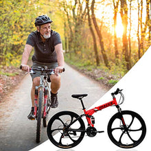 Load image into Gallery viewer, HULKAY Adult Mountain Bike,Full Suspension MTB,High Carbon Steel Shock-Absorbing Folding Frame,21-Speed, 26-inch Wheels(Red)