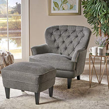Load image into Gallery viewer, Christopher Knight Home Tafton Fabric Club Chair and Ottoman Set, 2-Pcs Set, Grey
