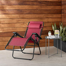 Load image into Gallery viewer, AmazonBasics Outdoor Zero Gravity Lounge Folding Chair, Burgundy