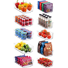 Load image into Gallery viewer, Set Of 10 Refrigerator Organizer Bins - 5 Wide and 5 Narrow Stackable Fridge Organizers for Freezer, Kitchen, Countertops, Cabinets - Clear Plastic Pantry Storage Rack