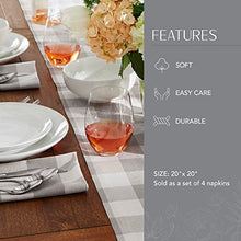 Load image into Gallery viewer, Elrene Home Fashions Farmhouse Living Buffalo Check Napkin Set of 4, 20" x 20", Gray/White 4