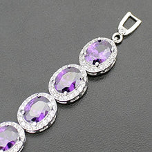 Load image into Gallery viewer, Oval Ladies Tennis Bracelet Garnet White Topaz Amethyst Citrine Peridot Pink Topza 7 inch (Amethyst)