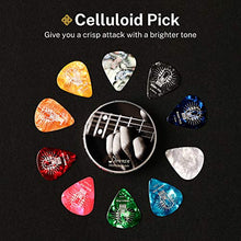 Load image into Gallery viewer, Donner Celluloid Guitar Picks 16 Pack with Tin Box includes Thin, Medium, Heavy & Extra Heavy Picks, for Acoustic Guitar Electric Guitar Ukulele