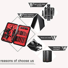 Load image into Gallery viewer, Mens Manicure Set - Mifine 16 In 1 Stainless Steel Professional Pedicure Kit Nail Scissors Grooming Kit with Black Leather Travel Case Second Generation(Red)
