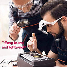 Load image into Gallery viewer, Pstars LED Illuminated Headband Magnifier with Bonus Cleaning Cloth and 5 Detachable Lenses 1X, 1.5X, 2X, 2.5X 3.5X Hands-Free Head Worn Lighted Magnifying Glass